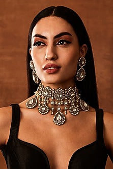Gold Plated Kundan Polki Choker Necklace Set