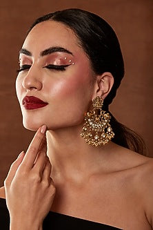 Gold Plated Temple Chandbali Earrings