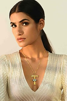 Gold Plated Zircon Evil Eye Initial Pendant Necklace