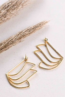Gold Plated Lotus Dangler Earrings