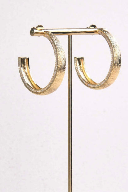 Gold Plated Diamante Hoop Earrings