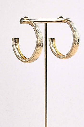Gold Plated Diamante Hoop Earrings