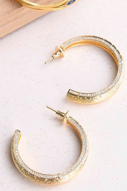 Gold Plated Diamante Hoop Earrings
