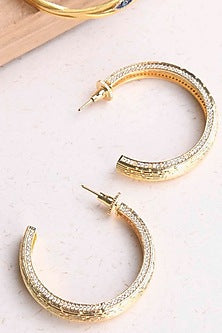Gold Plated Diamante Hoop Earrings