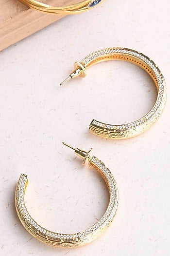 Gold Plated Diamante Hoop Earrings