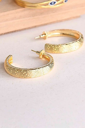 Gold Plated Diamante Hoop Earrings