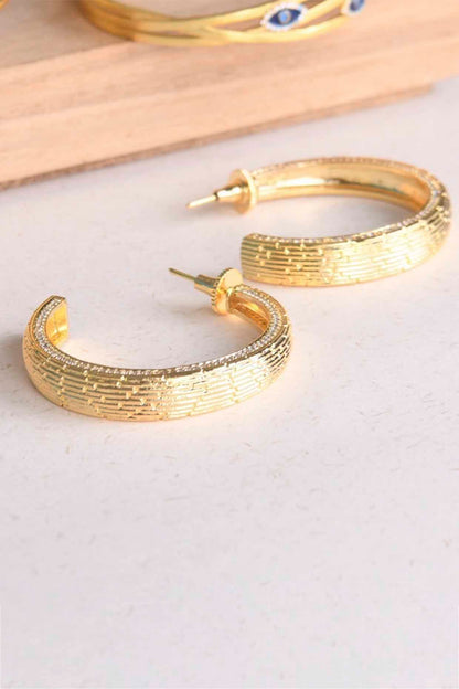 Gold Plated Diamante Hoop Earrings