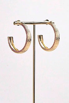 Gold Plated Ruby Synthetic Stone Hoop Earrings