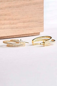 Gold Plated Diamante Hoop Earrings