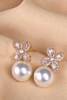Gold Plated Zircon Dangler Earrings