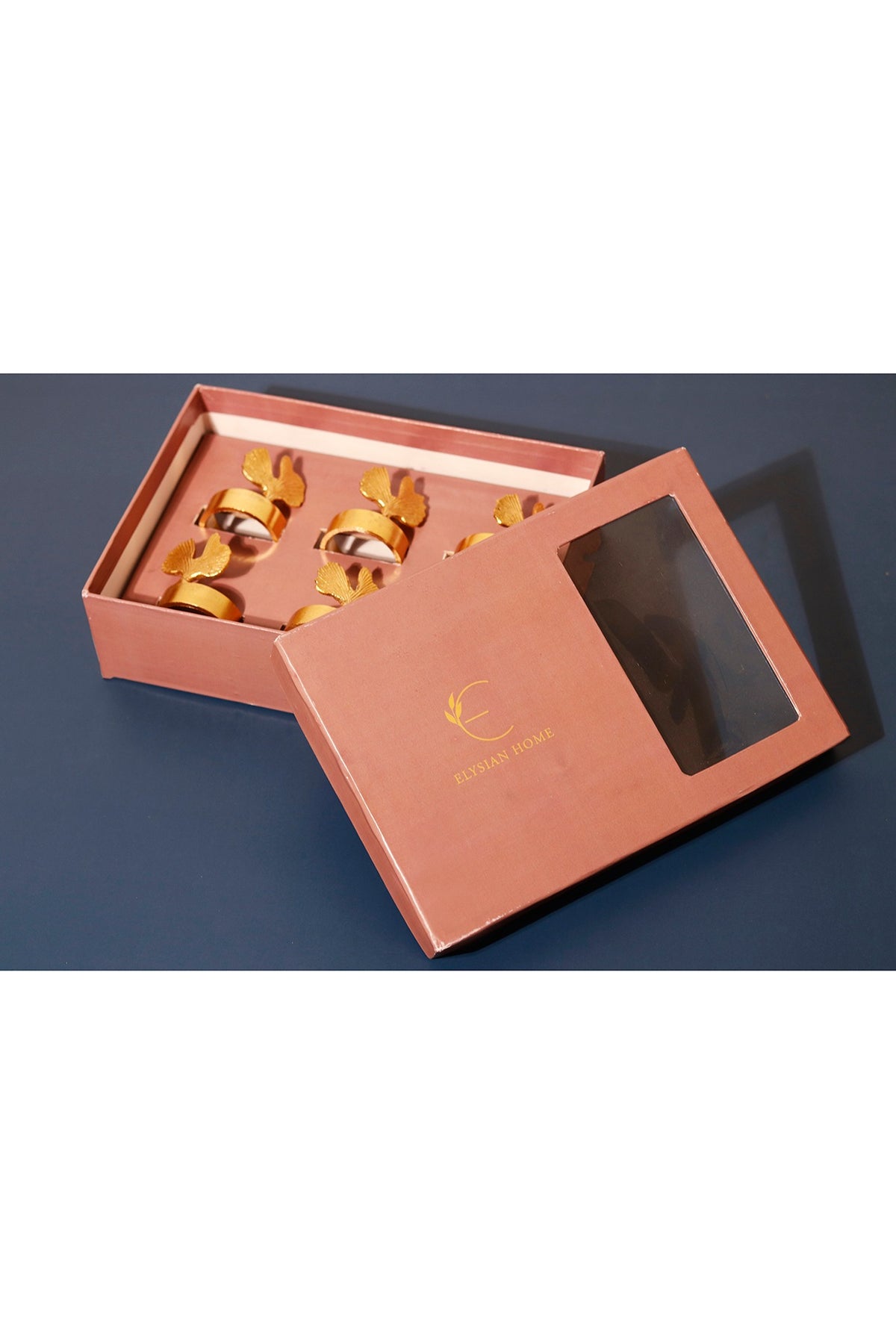 Gold Brass Crown Napkin Rings Set (Set of 6)