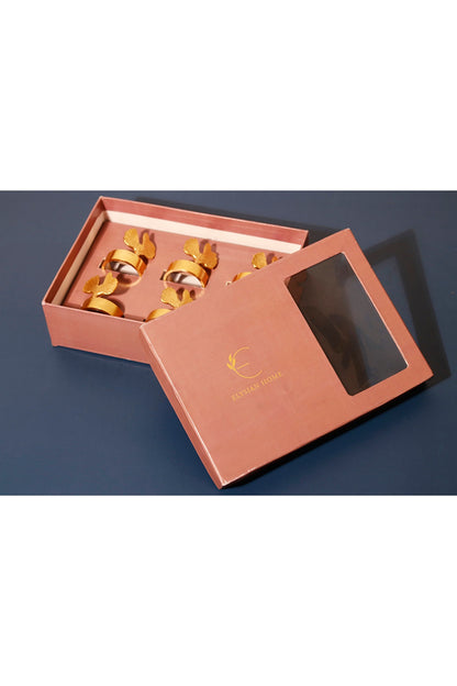 Gold Brass Crown Napkin Rings Set (Set of 6)