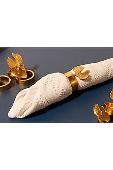 Gold Brass Crown Napkin Rings Set (Set of 6)