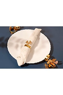 Gold Brass Crown Napkin Rings Set (Set of 6)