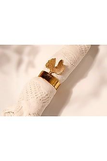 Gold Brass Crown Napkin Rings Set (Set of 6)