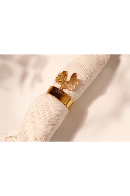 Gold Brass Crown Napkin Rings Set (Set of 6)