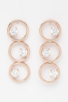 Rose Gold Finish Circular Long Earrings