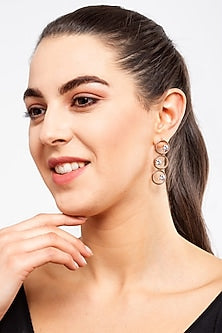 Rose Gold Finish Circular Long Earrings