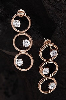 Rose Gold Finish Circular Long Earrings