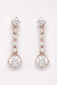 Rose Gold Finish Earrings In Sterling Silver