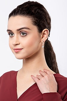 Rose Gold Finish Earrings In Sterling Silver