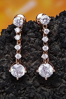 Rose Gold Finish Earrings In Sterling Silver