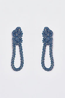 White Finish Crystal Nautical Knotted Dangler Earrings