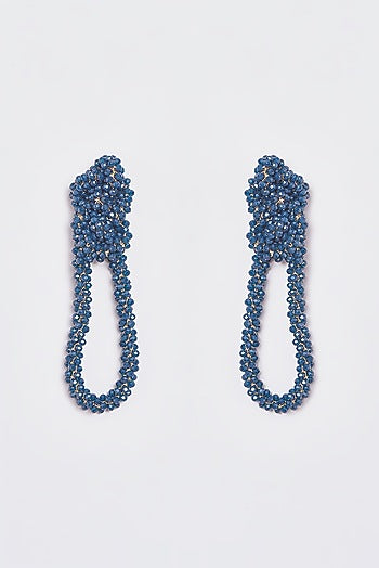 White Finish Crystal Nautical Knotted Dangler Earrings
