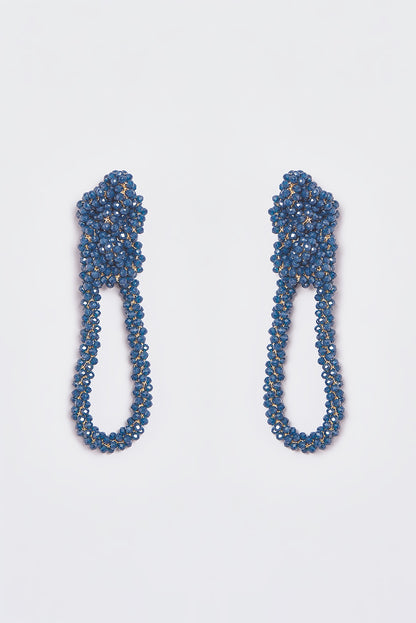 White Finish Crystal Nautical Knotted Dangler Earrings