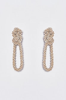 White Finish Crystal Nautical Knotted Dangler Earrings