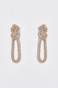 White Finish Crystal Nautical Knotted Dangler Earrings