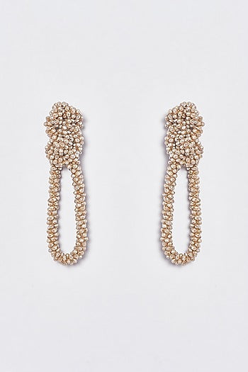 White Finish Crystal Nautical Knotted Dangler Earrings
