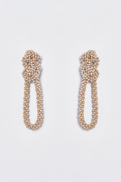 White Finish Crystal Nautical Knotted Dangler Earrings
