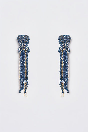 White Finish Crystal Nautical Knotted Dangler Earrings