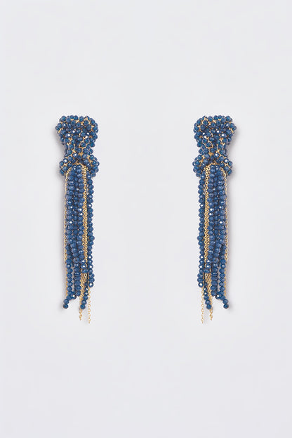 White Finish Crystal Nautical Knotted Dangler Earrings
