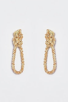 White Finish Crystal Nautical Knotted Dangler Earrings