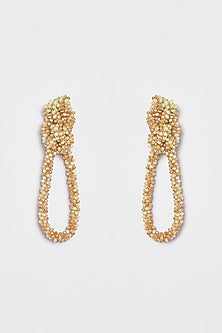 White Finish Crystal Nautical Knotted Dangler Earrings
