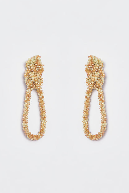 White Finish Crystal Nautical Knotted Dangler Earrings
