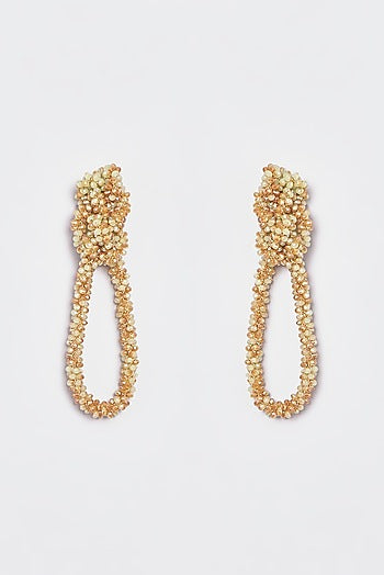 White Finish Crystal Nautical Knotted Dangler Earrings