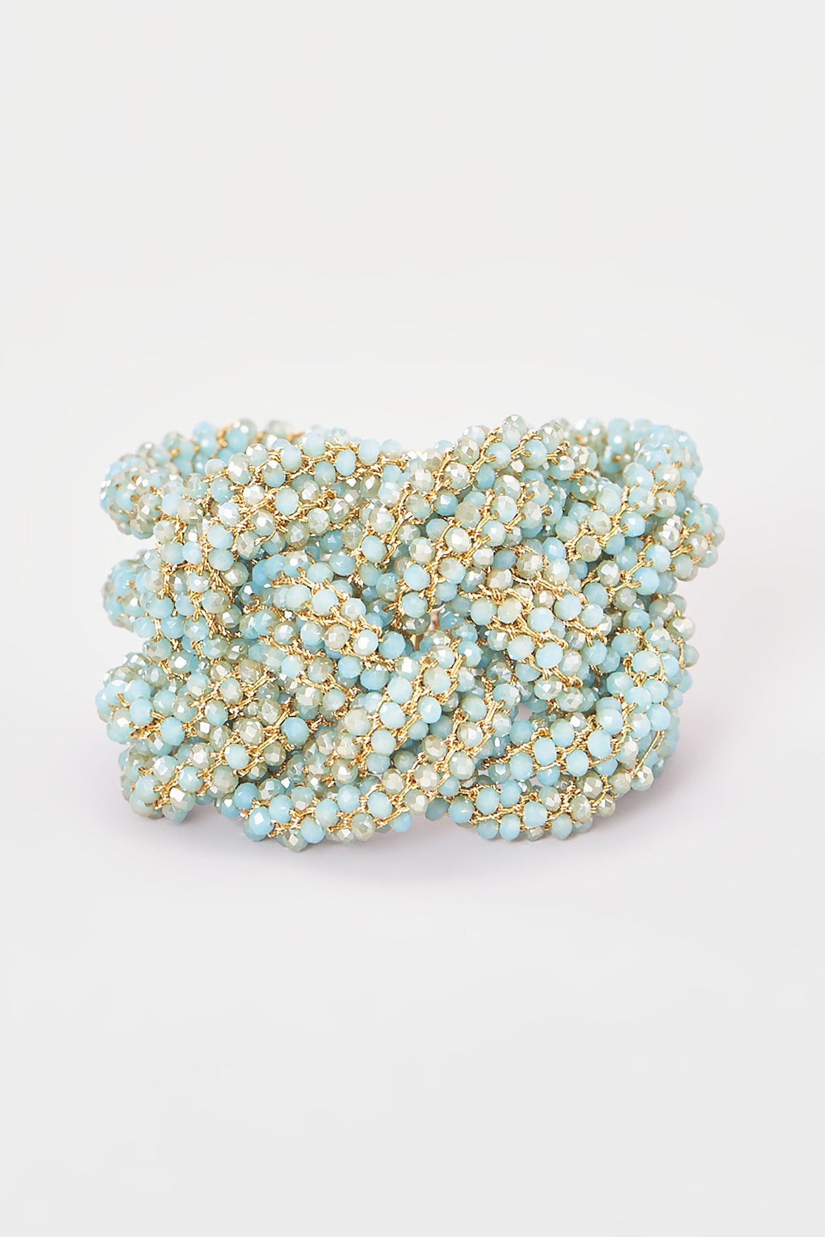 Gold Finish Blue Crystal & Zari Knotted Bracelet