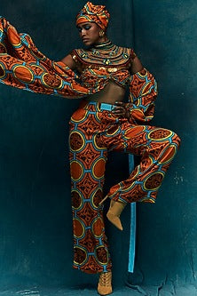 Orange Modal Satin D-ring Pants