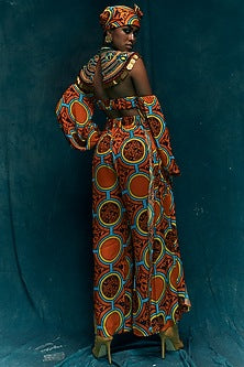 Orange Modal Satin D-ring Pants