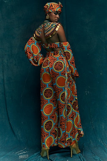 Orange Modal Satin D-ring Pants
