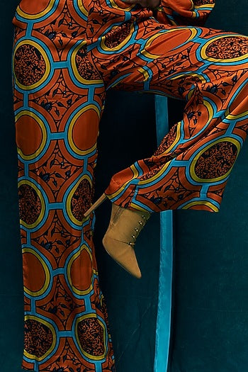 Orange Modal Satin D-ring Pants