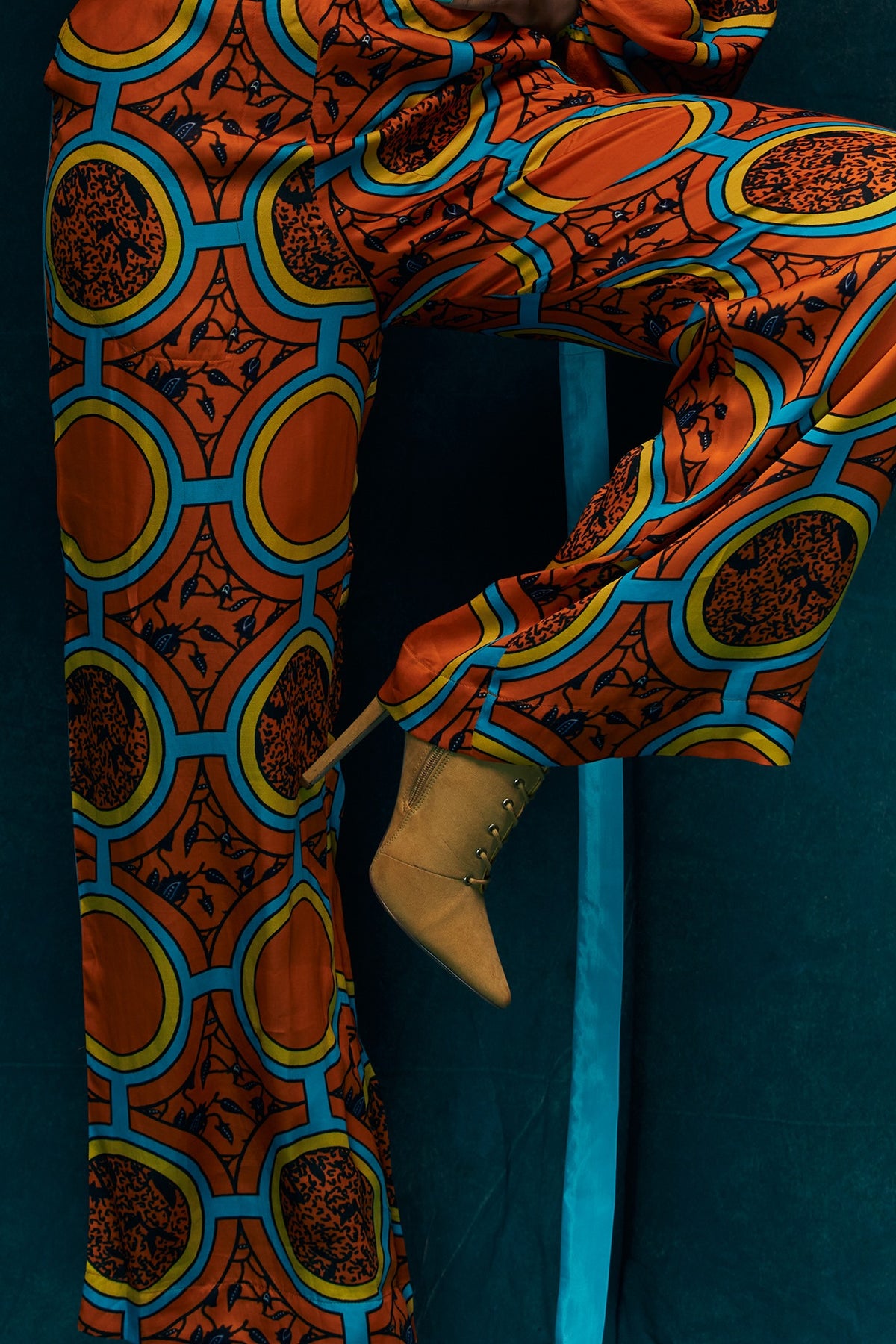 Orange Modal Satin D-ring Pants