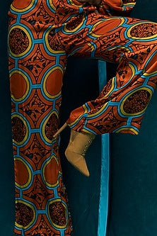 Orange Modal Satin D-ring Pants