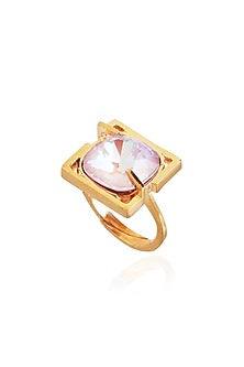 Gold Finish Ring With Swarovski