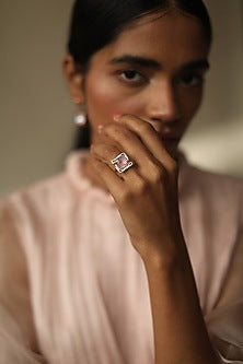 Gold Finish Ring With Swarovski