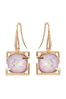 Rose Gold Finish Earrings With Purple Swarovski