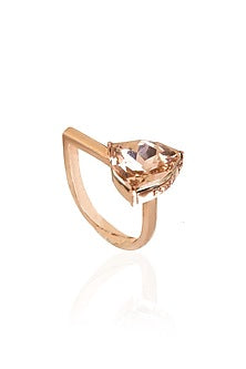 Rose Gold Finish White Swarovski Ring